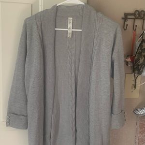 Light Gray 3/4 Cuffed Sleeved Cardigan
